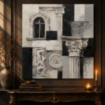 Sculptural Architectural Details Monochrome Wall Art Canvas Print - Image 4
