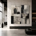 Sculptural Architectural Details Monochrome Wall Art Canvas Print - Image 5