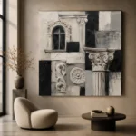 Sculptural Architectural Details Monochrome Wall Art Canvas Print - Image 6