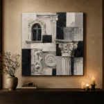 Sculptural Architectural Details Monochrome Wall Art Canvas Print - Image 7