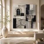 Sculptural Architectural Details Monochrome Wall Art Canvas Print - Image 8