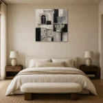 Sculptural Architectural Details Monochrome Wall Art Canvas Print showcased in an elegant minimalist interior