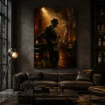 Amber Jazz Club Saxophonist Jazz Wall Art Canvas Print - Image 4