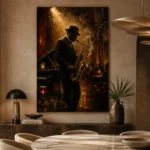 Amber Jazz Club Saxophonist Jazz Wall Art Canvas Print - Image 5