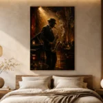 Amber Jazz Club Saxophonist Jazz Wall Art Canvas Print - Image 6