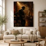 Amber Jazz Club Saxophonist Jazz Wall Art Canvas Print - Image 7