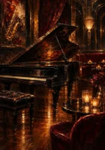 Candlelit Grand Piano Jazz Wall Art Canvas Print