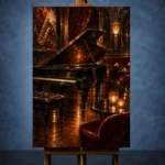 Candlelit Grand Piano Jazz Wall Art Canvas Print - Image 2