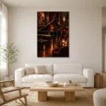 Candlelit Grand Piano Jazz Wall Art Canvas Print styled in a refined neutral interior