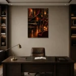 Candlelit Grand Piano Jazz Wall Art Canvas Print displayed in a contemporary gallery-inspired room