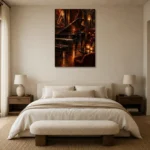 Candlelit Grand Piano Jazz Wall Art Canvas Print showcased in an elegant minimalist interior