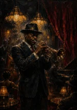 Vintage Trumpet Performance Jazz Wall Art Canvas Print