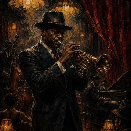 Vintage Trumpet Performance Jazz Wall Art Canvas Print