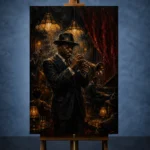 Vintage Trumpet Performance Jazz Wall Art Canvas Print - Image 2