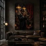 Vintage Trumpet Performance Jazz Wall Art Canvas Print - Image 4