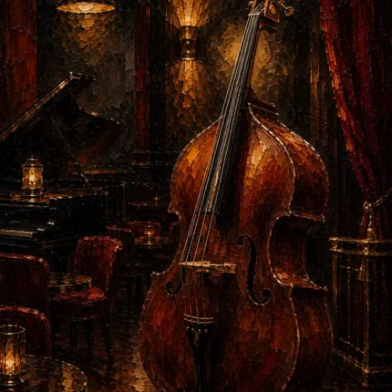 Elegant Double Bass Jazz Wall Art Canvas Print