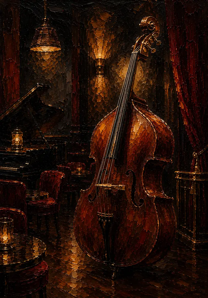 Elegant Double Bass Jazz Wall Art Canvas Print