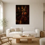 Elegant Double Bass Jazz Wall Art Canvas Print styled in a refined neutral interior