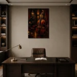 Elegant Double Bass Jazz Wall Art Canvas Print displayed in a contemporary gallery-inspired room