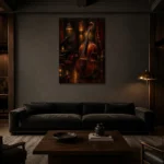 Elegant Double Bass Jazz Wall Art Canvas Print shown in a warm modern interior