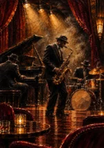 Vintage Jazz Ensemble Jazz Wall Art Canvas Print
