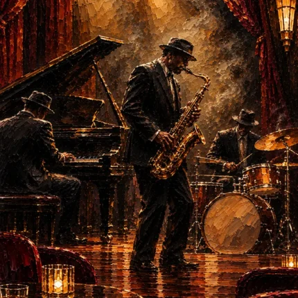 Vintage Jazz Ensemble Jazz Wall Art Canvas Print