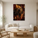 Vintage Jazz Ensemble Jazz Wall Art Canvas Print styled in a refined neutral interior