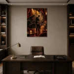Vintage Jazz Ensemble Jazz Wall Art Canvas Print displayed in a contemporary gallery-inspired room