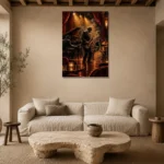 Vintage Jazz Ensemble Jazz Wall Art Canvas Print presented in a sophisticated home setting