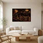 Sophisticated Jazz Lounge Jazz Wall Art Canvas Print styled in a refined neutral interior