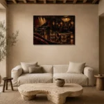 Sophisticated Jazz Lounge Jazz Wall Art Canvas Print presented in a sophisticated home setting