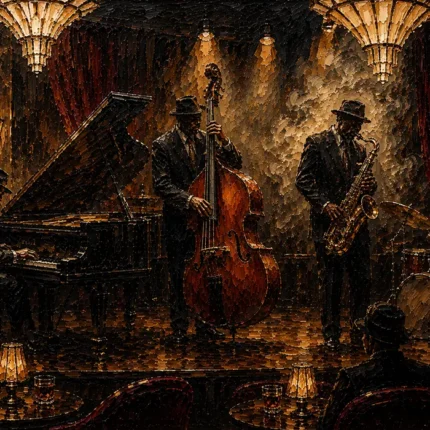 Art Deco Jazz Ensemble Jazz Wall Art Canvas Print