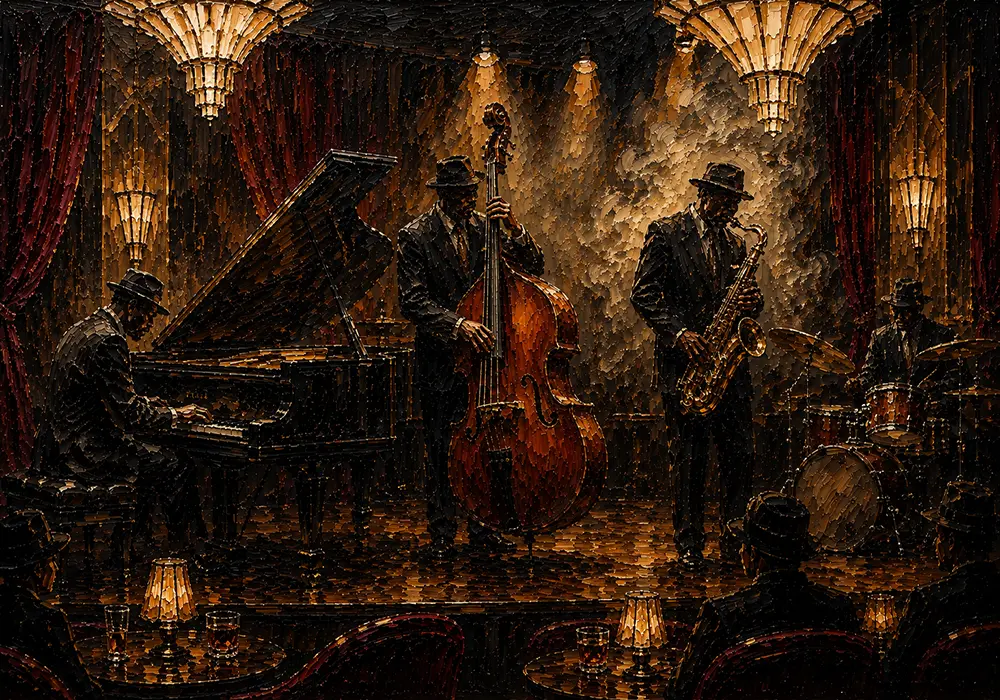 Art Deco Jazz Ensemble Jazz Wall Art Canvas Print