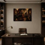 Art Deco Jazz Ensemble Jazz Wall Art Canvas Print displayed in a contemporary gallery-inspired room