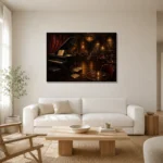Late Night Jazz Lounge Jazz Wall Art Canvas Print styled in a refined neutral interior