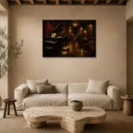 Late Night Jazz Lounge Jazz Wall Art Canvas Print presented in a sophisticated home setting