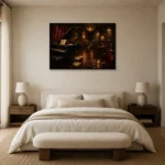 Late Night Jazz Lounge Jazz Wall Art Canvas Print showcased in an elegant minimalist interior