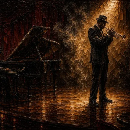Spotlight Trumpet Performance Jazz Wall Art Canvas Print