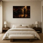 Spotlight Trumpet Performance Jazz Wall Art Canvas Print showcased in an elegant minimalist interior