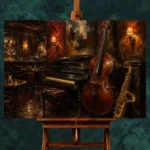 Vintage Jazz Bar Jazz Wall Art Canvas Print - Image 2