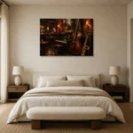 Vintage Jazz Bar Jazz Wall Art Canvas Print showcased in an elegant minimalist interior