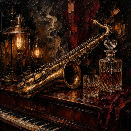 Vintage Saxophone Still Life Jazz Wall Art Canvas Print