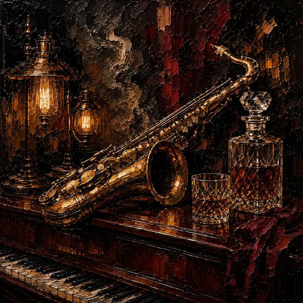 Vintage Saxophone Still Life Jazz Wall Art Canvas Print