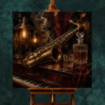 Vintage Saxophone Still Life Jazz Wall Art Canvas Print - Image 2