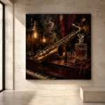 Vintage Saxophone Still Life Jazz Wall Art Canvas Print - Image 3