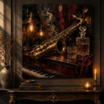 Vintage Saxophone Still Life Jazz Wall Art Canvas Print - Image 4