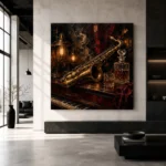 Vintage Saxophone Still Life Jazz Wall Art Canvas Print - Image 5