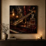 Vintage Saxophone Still Life Jazz Wall Art Canvas Print - Image 7