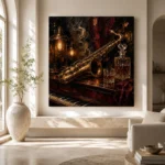 Vintage Saxophone Still Life Jazz Wall Art Canvas Print - Image 8