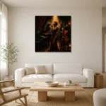 Jazz Vocalist Spotlight Jazz Wall Art Canvas Print styled in a refined neutral interior
